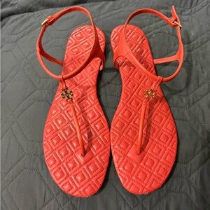 Tory Burch orange Quilted Sandals